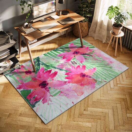 Empire Art Direct 5ft. x 7.5ft. Pink & Green Floral I Flowers Area Rug